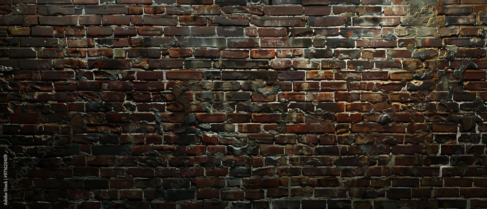 Realistic AI-generated image of an old brick wall pattern, emphasizing its authentic character Realistic AI-generated image of an old brick wall pattern, emphasizing its authentic character