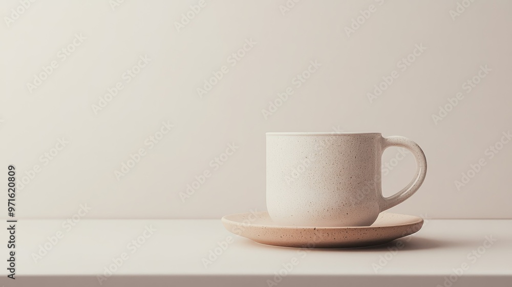 A minimalist cup on a saucer against a soft background, emphasizing simplicity and calmness. A minimalist cup on a saucer against a soft background, emphasizing simplicity and calmness.