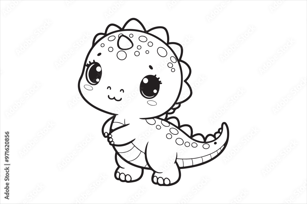 Fototapeta premium Cute baby dinosaur outline image 28.eps