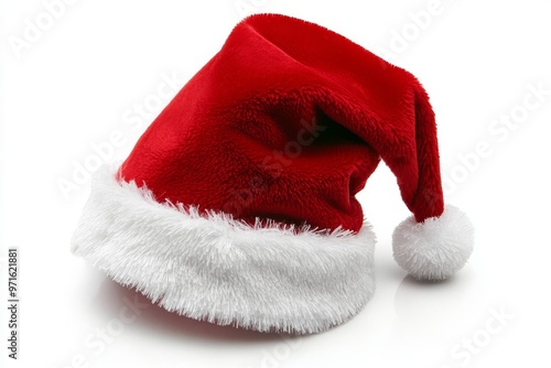 Red and White Santa Hat Resting on a White Surface During the Holiday Season in December