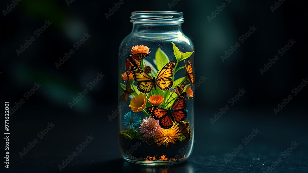 Incredibly beautiful butterflies in a bottle. Butterflies. Butterflies in a bottle. Flowers. Composition. Incredibly beautiful butterflies in a bottle. Butterflies. Butterflies in a bottle. Flowers. Composition.