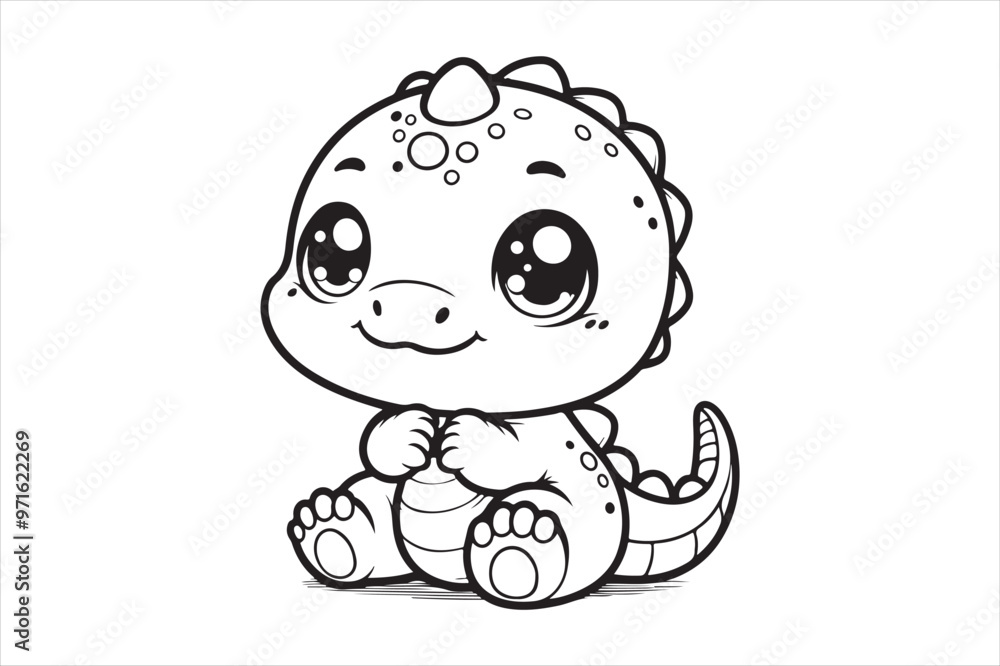 Cute baby dinosaur outline image Cute baby dinosaur outline image