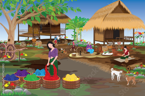 lifestyle of people at countryside vector design