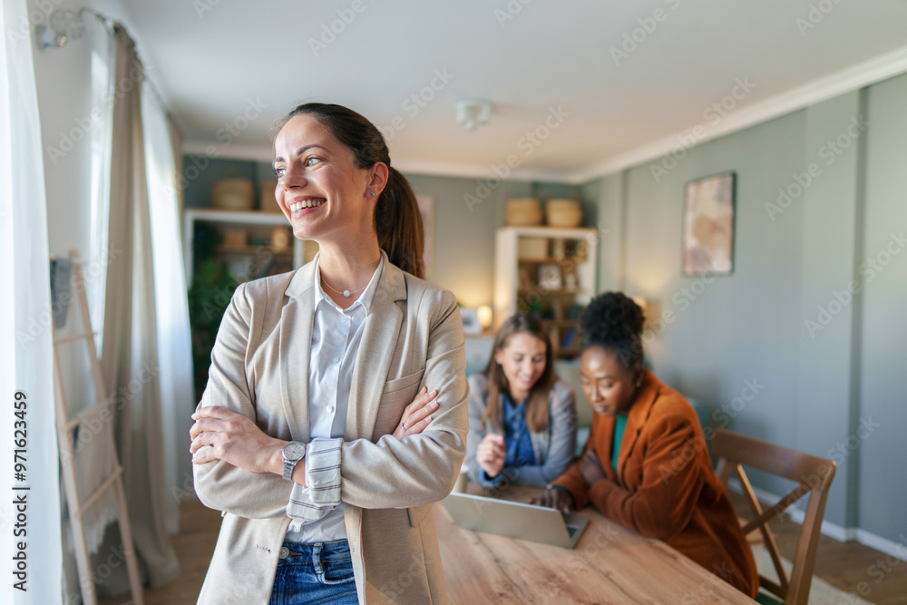 Confident Businesswoman in Home Office Setting Confident Businesswoman in Home Office Setting
