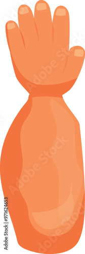 Cartoon hand showing five fingers up, isolated on white background