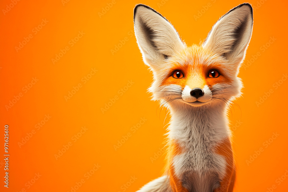 Obraz premium Smiling fox against a bright orange background