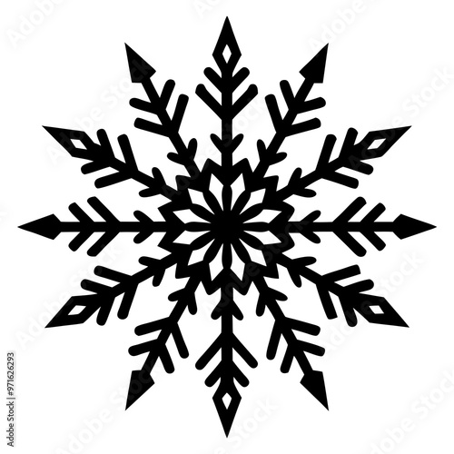 Snowflakes Silhouette vector art illustration