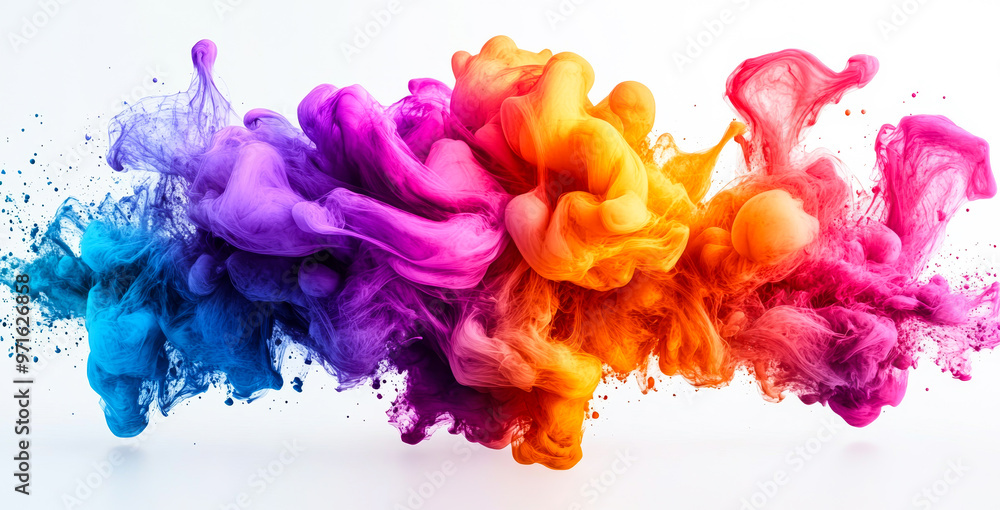 A colorful explosion of smoke and fire. The colors are bright and vibrant, creating a sense of energy and excitement. The smoke seems to be coming from a source in the center of the image A colorful explosion of smoke and fire. The colors are bright and vibrant, creating a sense of energy and excitement. The smoke seems to be coming from a source in the center of the image