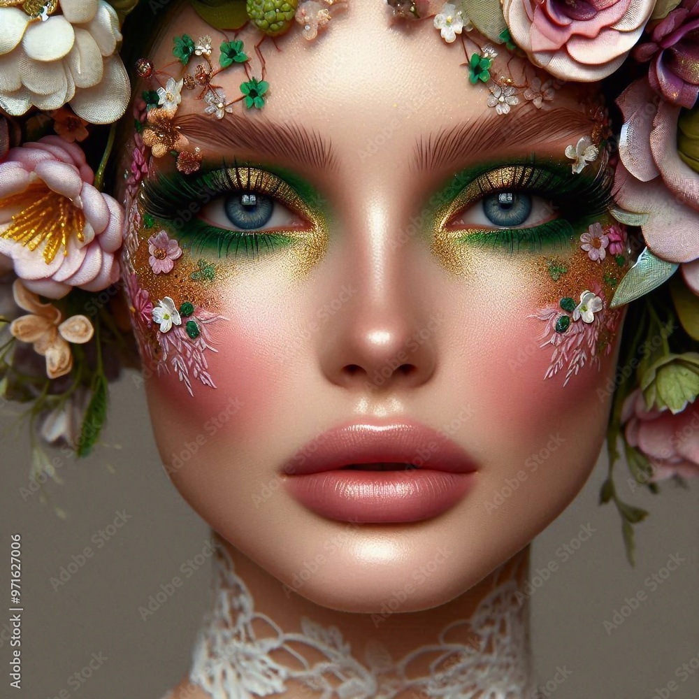 Obraz premium Portrait Frau mit Blumenschmuck