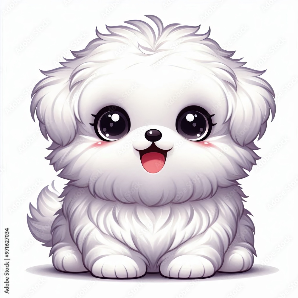Obraz premium Big-Eyed Fluffy Pup Delight