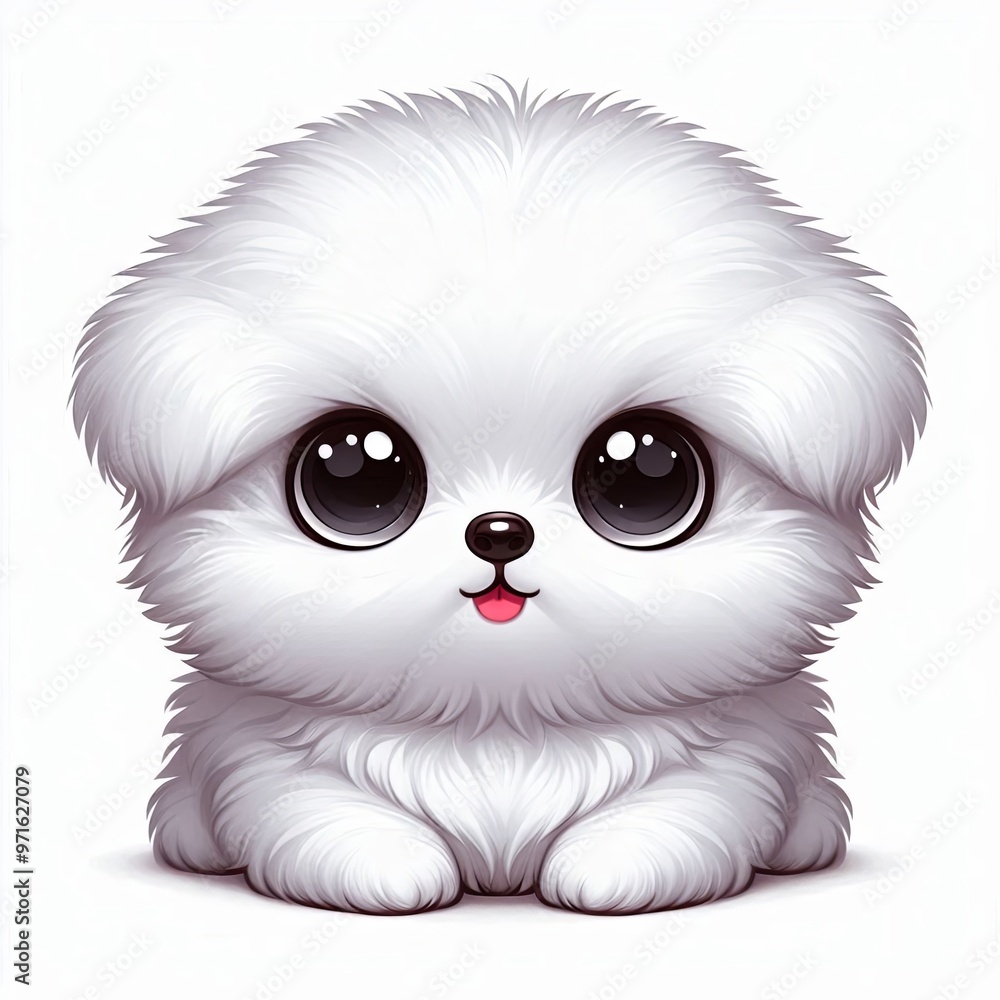 Obraz premium Fluffy White Puppy Joyfulness