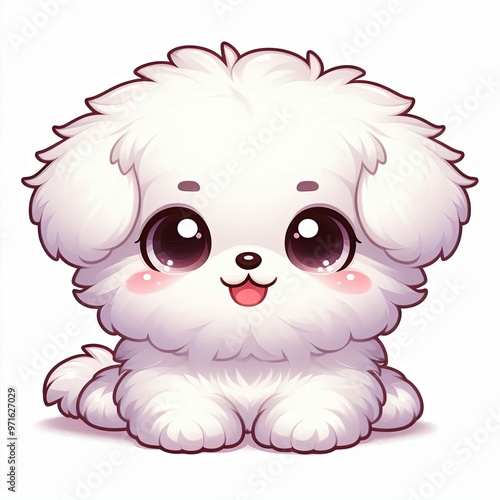 Cute White Puppy with Sparkling Eyes photo