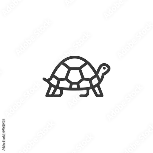 Black and White Line Drawing of a Turtle
