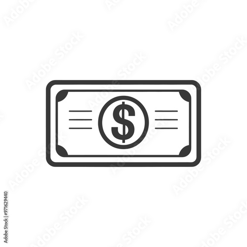 Black and White Line Drawing of a US Dollar Bill