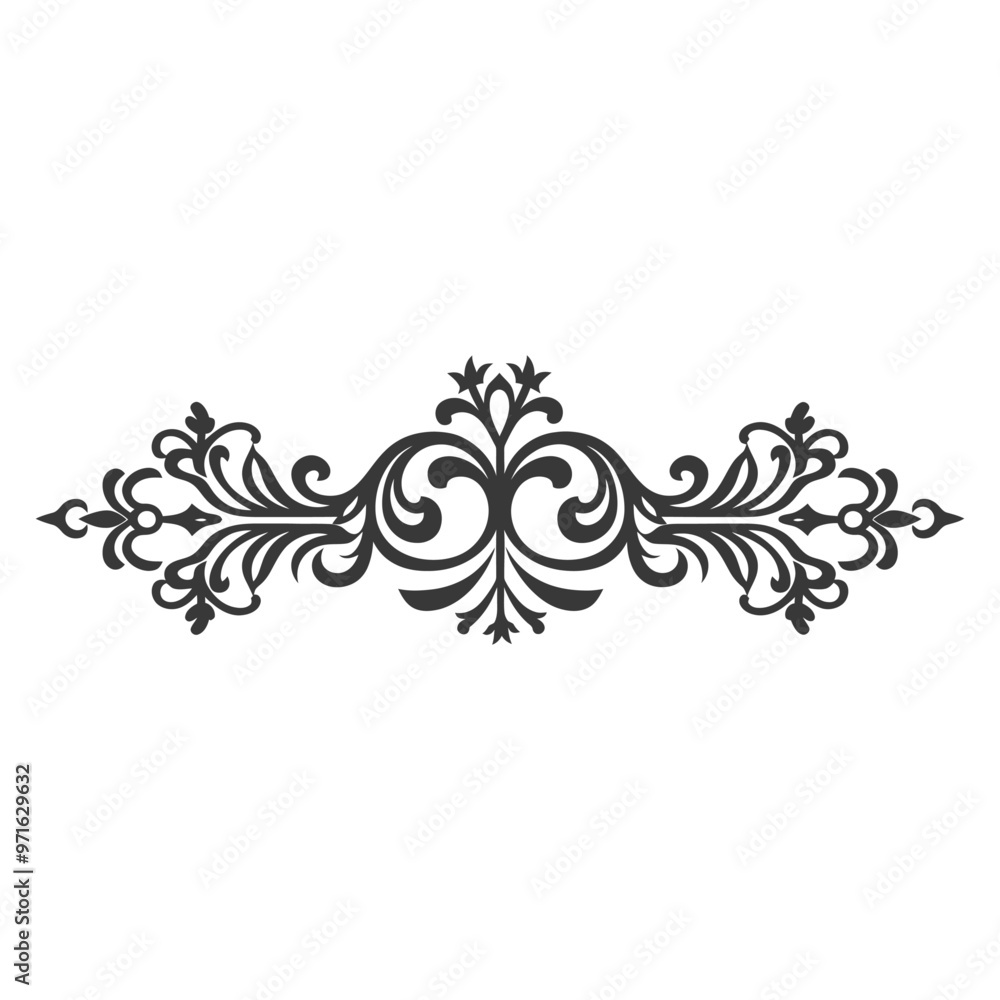 Black and White Ornamental Design with Floral Motifs Black and White Ornamental Design with Floral Motifs