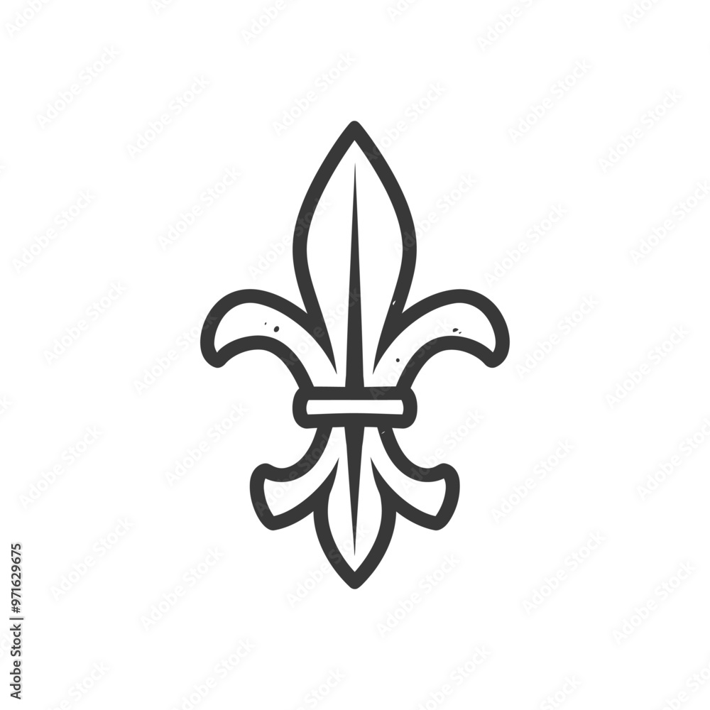 Black and White Outline Drawing of a Fleur de lis Black and White Outline Drawing of a Fleur de lis