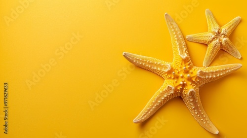 Bright Yellow Background with Isolated Starfish - Vibrant and Clean