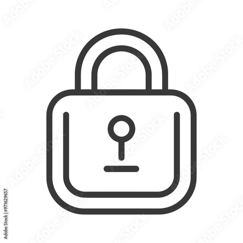 Black and white outline drawing of a closed padlock