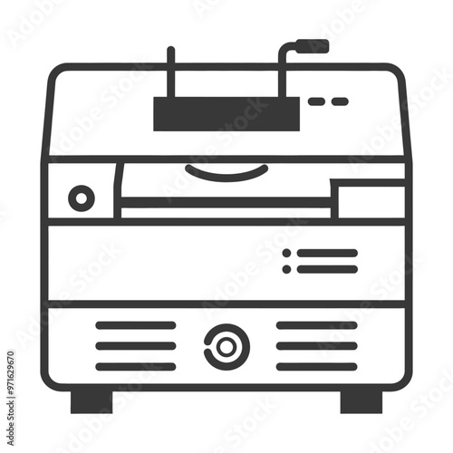 Black and White Outline Drawing of a Deep Fryer