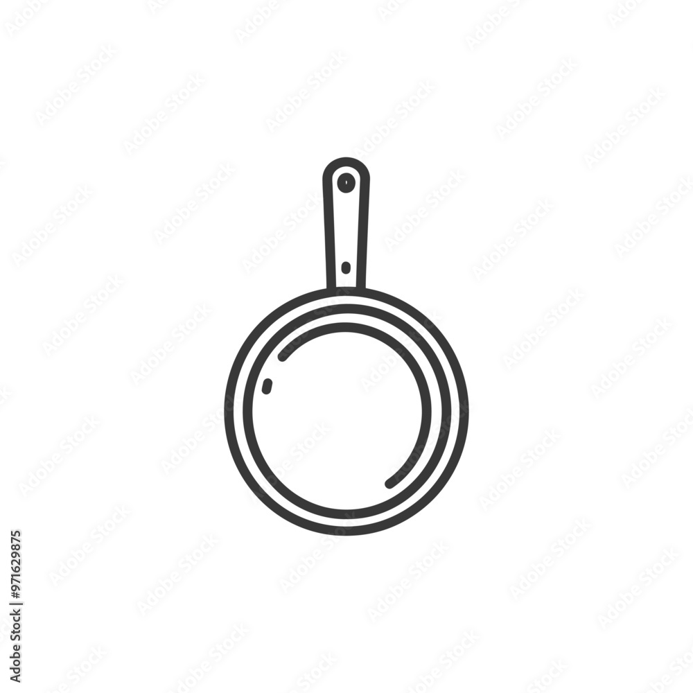 Black and white outline illustration of a frying pan Black and white outline illustration of a frying pan