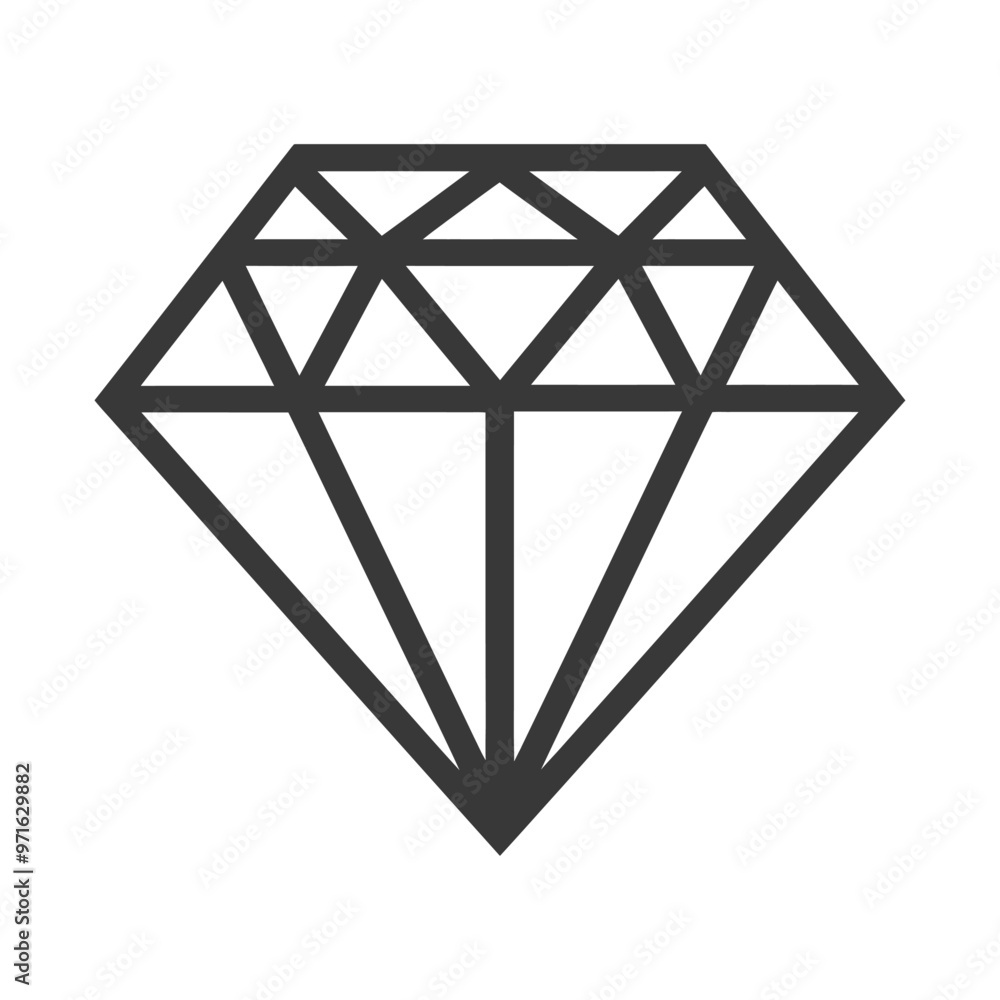 Black and White Outline Illustration of a Diamond Black and White Outline Illustration of a Diamond