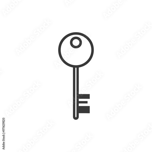 Black and White Outline Icon of a Simple Key