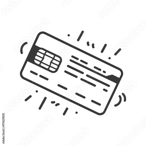 Black and White Outline Illustration of a Credit Card