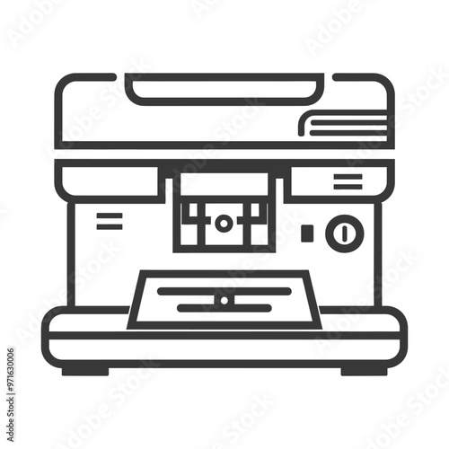 Black and White Outline Illustration of a Printer
