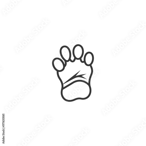 Black and White Outline of a Bear Paw Print