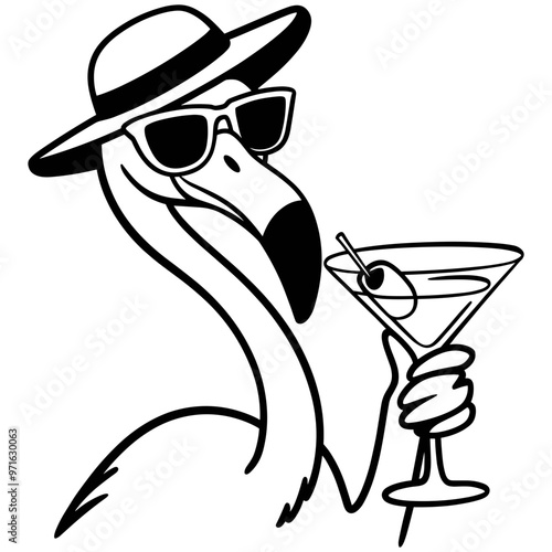 Flamingo with Martini
