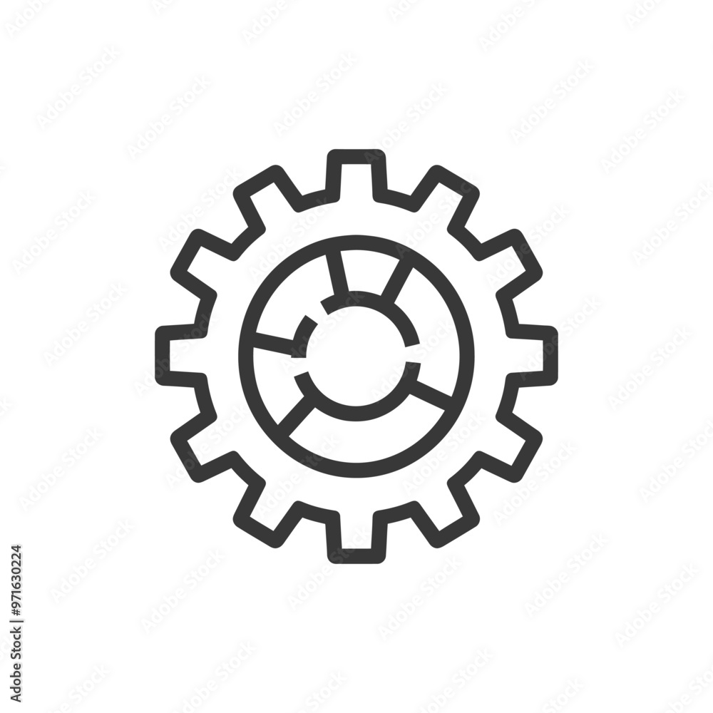 Black and White Outline of a Gear Black and White Outline of a Gear