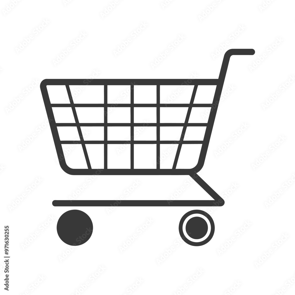 Black and White Outline of a Shopping Cart Black and White Outline of a Shopping Cart