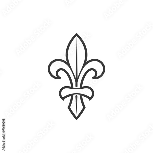 Black and White Outline of a Fleur de lis