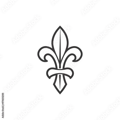 Obraz Black and White Outline of a Fleur de lis