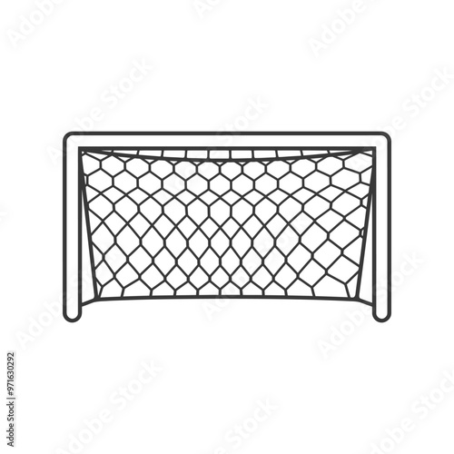 Black and white outline of a soccer goal with net