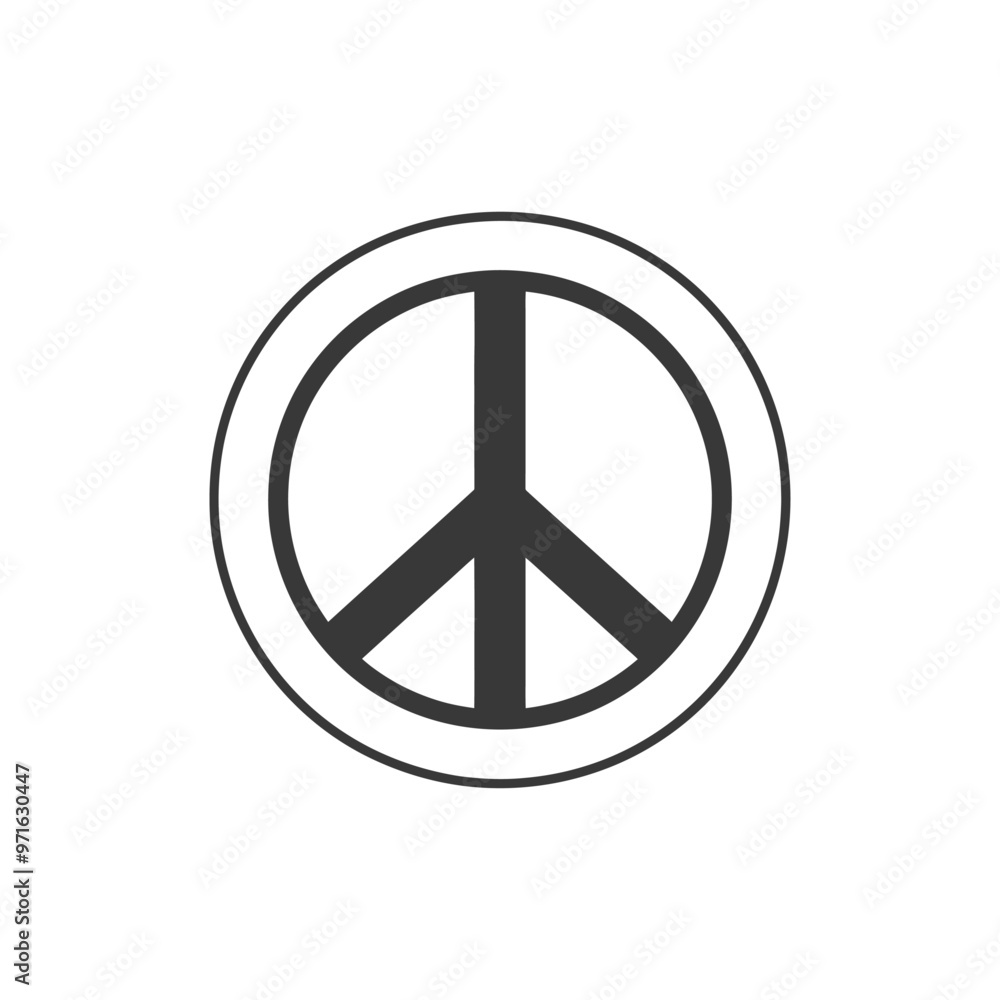 Black and white peace sign with a circle around it Black and white peace sign with a circle around it