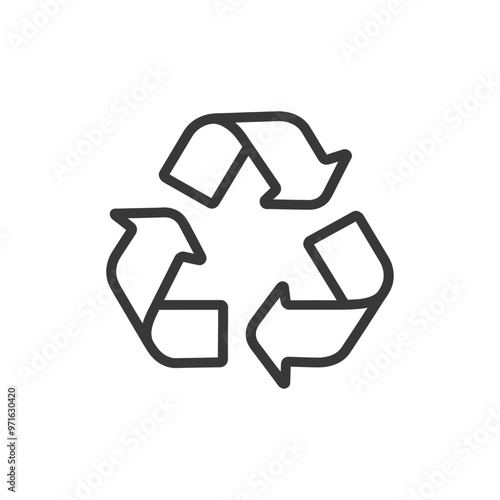 Black and white outline of the universal recycling symbol