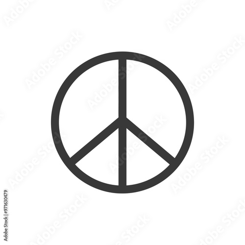 Black and white peace symbol with a circle and three lines