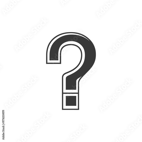 Black and White Question Mark Icon with Double Outline