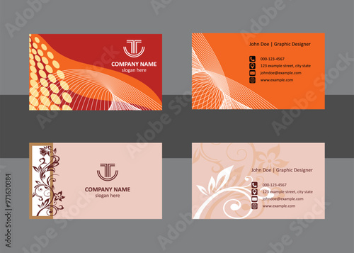 2 sets of modern business card design. Double sided business card design 
