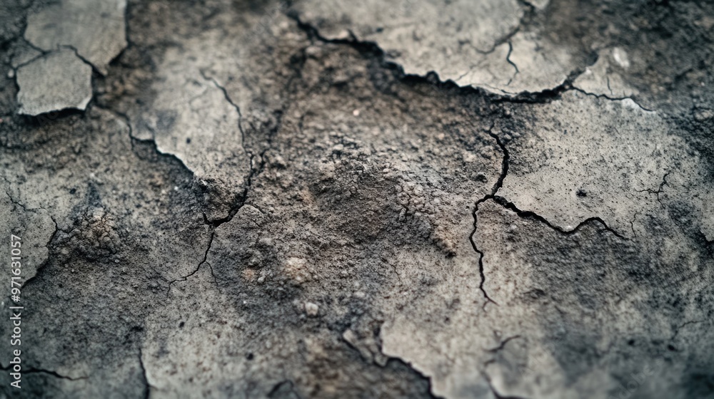 Fototapeta premium Close-up of cracked earth surface, showcasing textures and patterns.