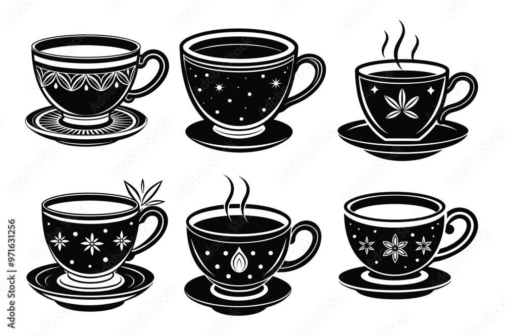 Fototapeta premium Tea cup vector icon with white background