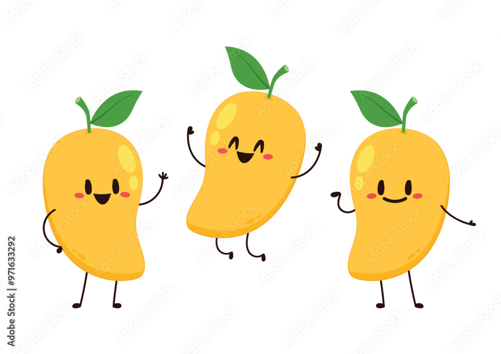 Mango character design. Mango vector on white background. Thailand dessert. Mango character design. Mango vector on white background. Thailand dessert.