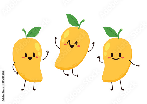 Mango character design. Mango vector on white background. Thailand dessert.