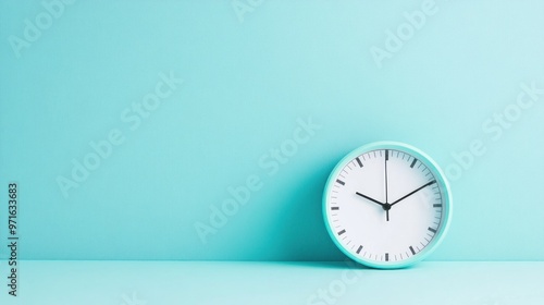 Wallpaper Mural A minimalist clock against a turquoise background, emphasizing time and simplicity. Torontodigital.ca
