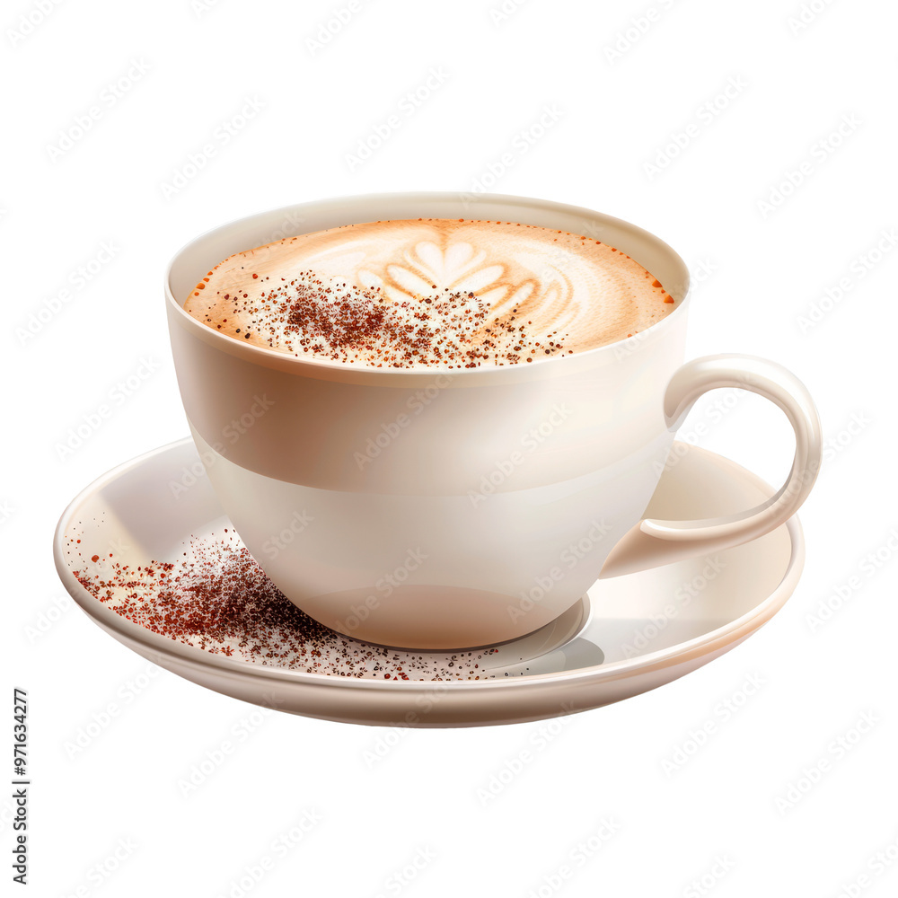 Cappuccino in a cup, isolated on transparent background. PNG element. Cappuccino in a cup, isolated on transparent background. PNG element.