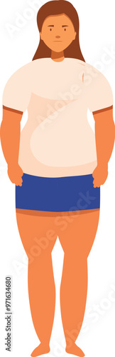 Illustration representing a young woman standing with obesity, a global health concern affecting people of all ages