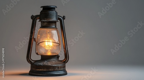 A vintage lantern emits a warm glow, evoking a sense of nostalgia and simplicity.