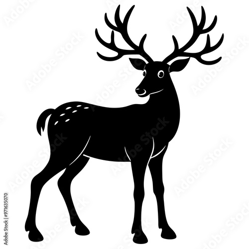 Reindeer Silhouette vector art illustration