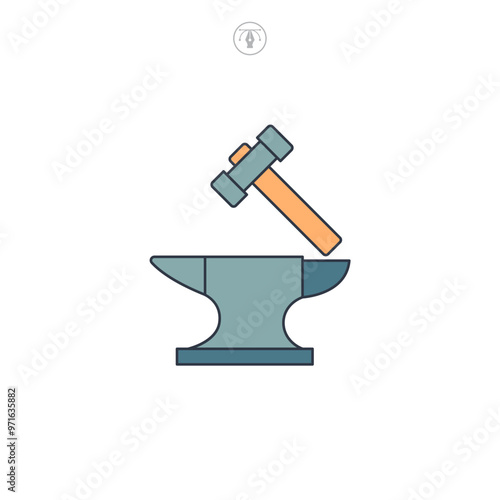 Hammer and Anvil icon symbol vector illustration isolated on white background